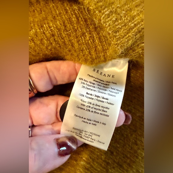 Sezane NWT Othello SZ M Olive Green Button-Up Cardigan - Picture 7 of 9